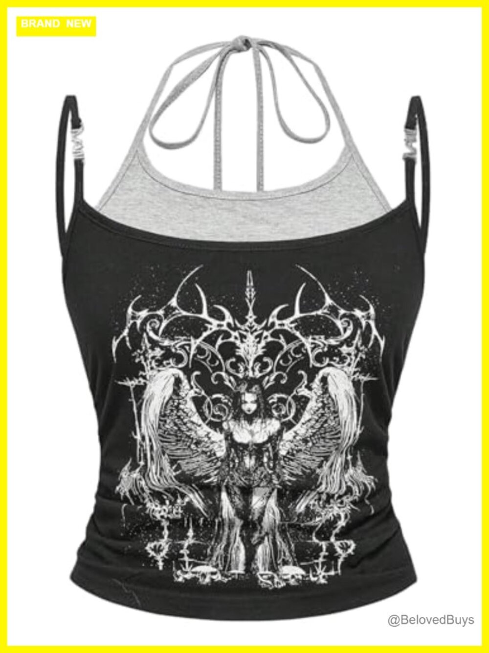 Y2k Gothic Halter Crop Top Tie Back Cami Sleeveless Ruched Slim Fit Party
